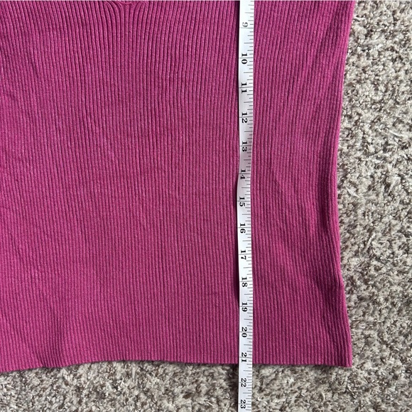 Express Off-the-Shoulder Cold Shoulder Ribbed Pink Sweater Stretch Ruffle Sleeve - Picture 8 of 8